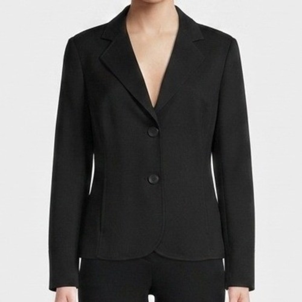 Talbots Blazer Jacket Womens Medium Petite Black Stretch Office Professional